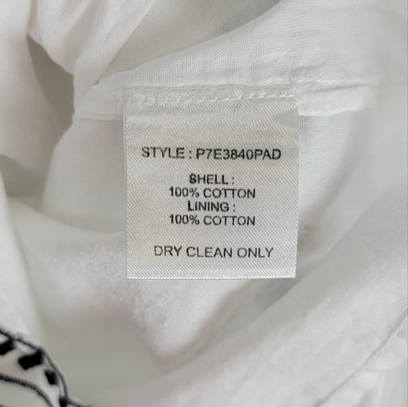 Parker Embroidered Black and White Puff Sleeve Cotton Mini Dress Small - Picture 10 of 13